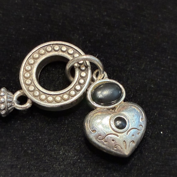 Brighton Silver-Tone and Black Beaded Heart Charm Bracelet - Picture 8 of 13